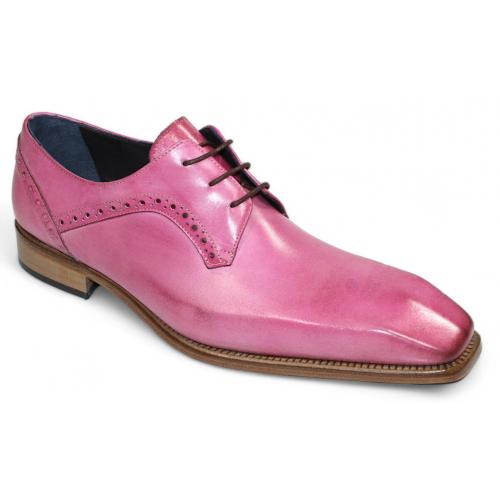 Duca Di Matiste "Spada" Pink Genuine Italian Calf Leather Lace-Up Dress Shoes.